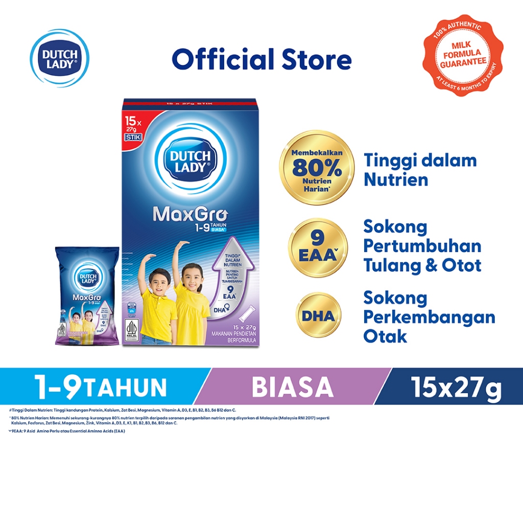 Dutch Lady MaxGro 1-9 Tahun 27g Sachet [Exp 13 Jan 2027 & / Later ...