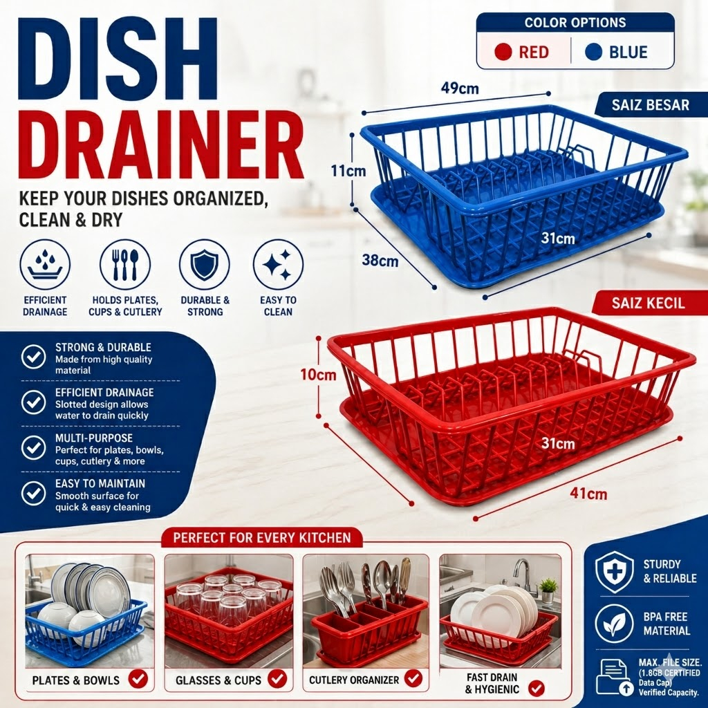 Plastic Draining Rack/ Dish Rack/ Rak Pinggan Plastik / 1tier Dish ...