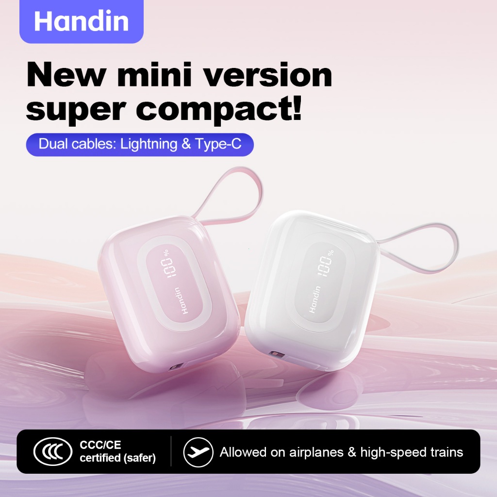 【CCC+SIRIM】Handin Mini Powerbank 10000mAh 3C PD22.5W Built-in C/L ...
