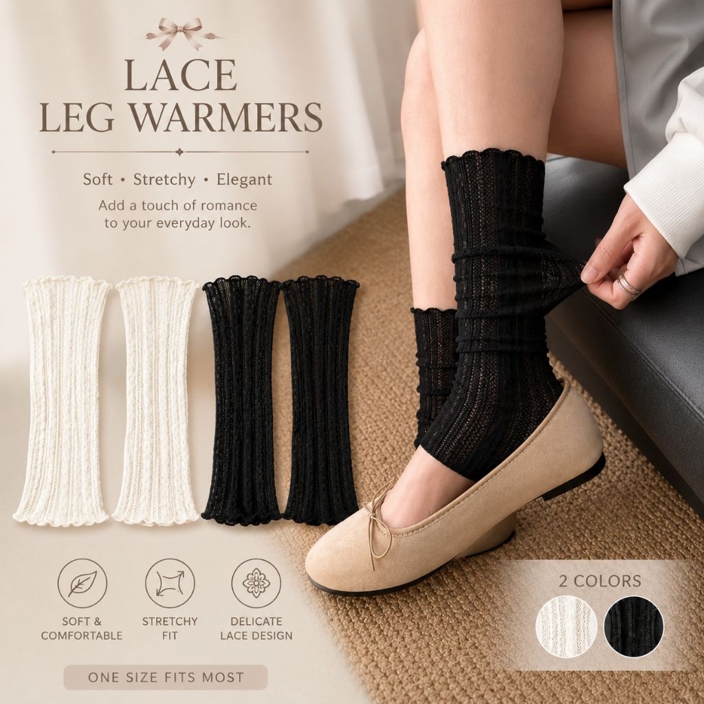 Women's Lace Knit Leg Warmers | Soft Stretchy Y2K Ballet Style Knee ...