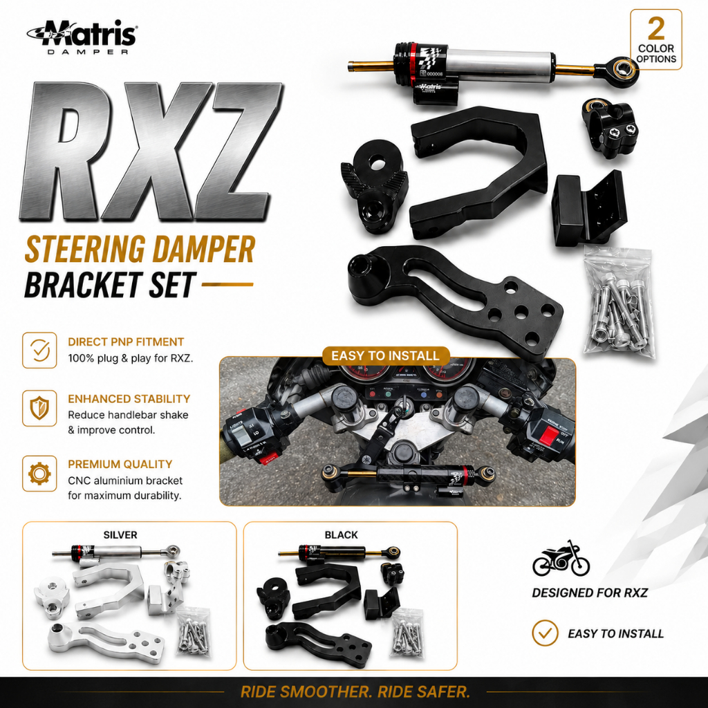 Yamaha RXZ Steering Damper Bracket Just Plug n Play Only 100% CNC ...