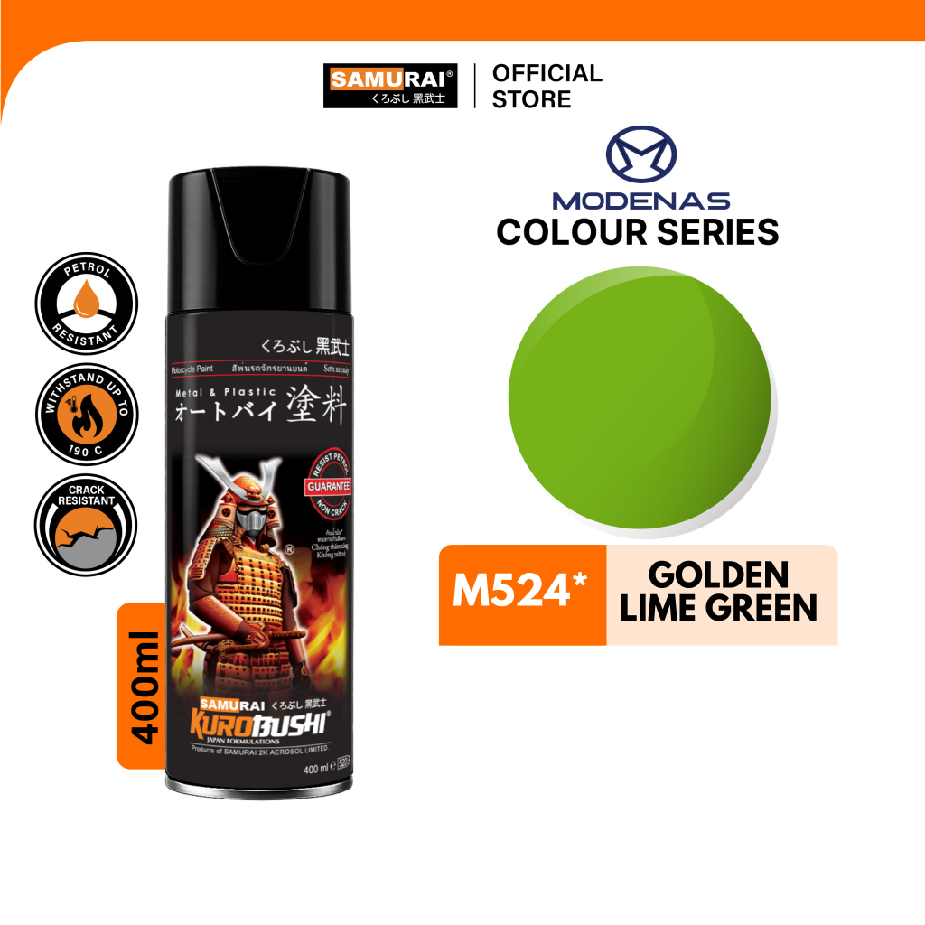 Samurai M524 Golden Lime Green Modenas Colour - Aerosol Coating Spray ...