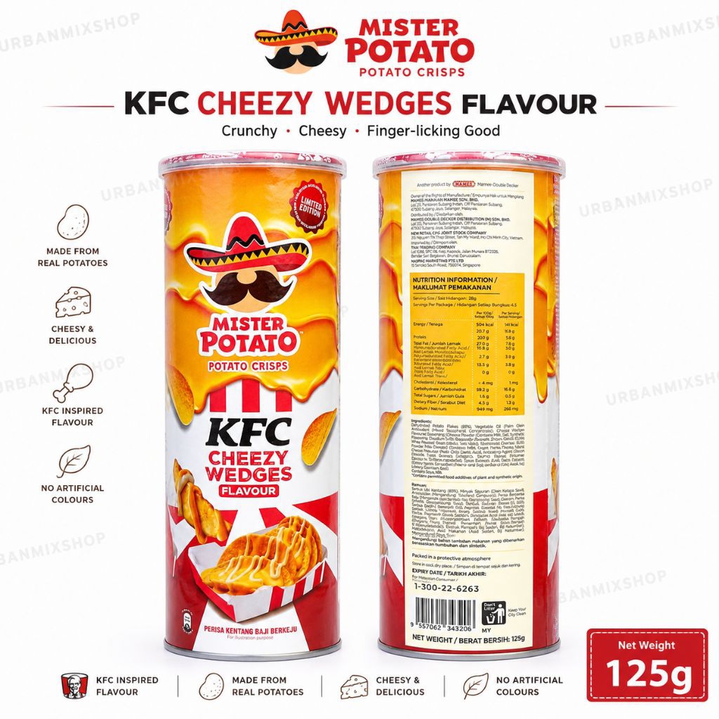 Mister Potato Potato Crisps KFC Cheezy Wedges Flavour 125g & 85g ...