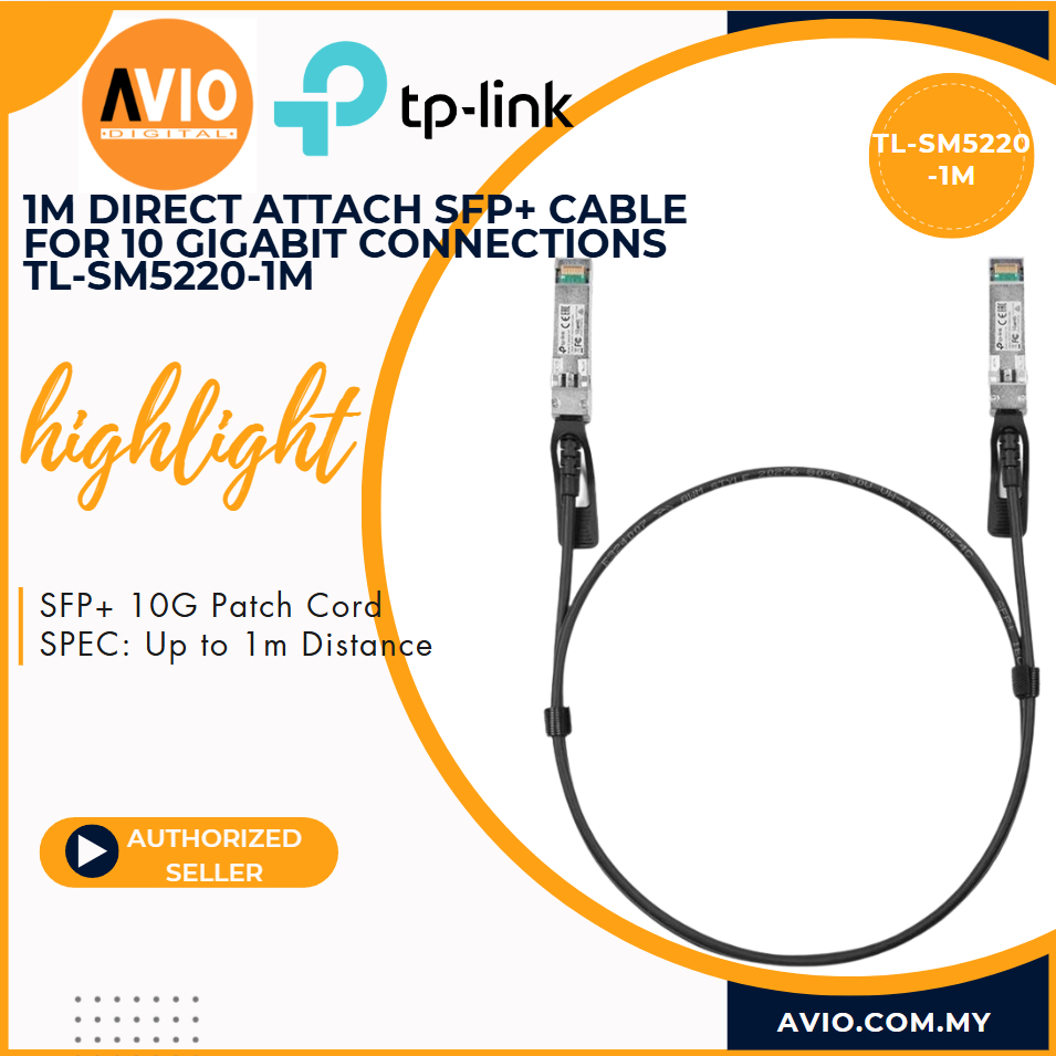 TP-LINK Tplink Omada 1M Direct Attach SFP to SFP Cable for 10 Gigabit ...