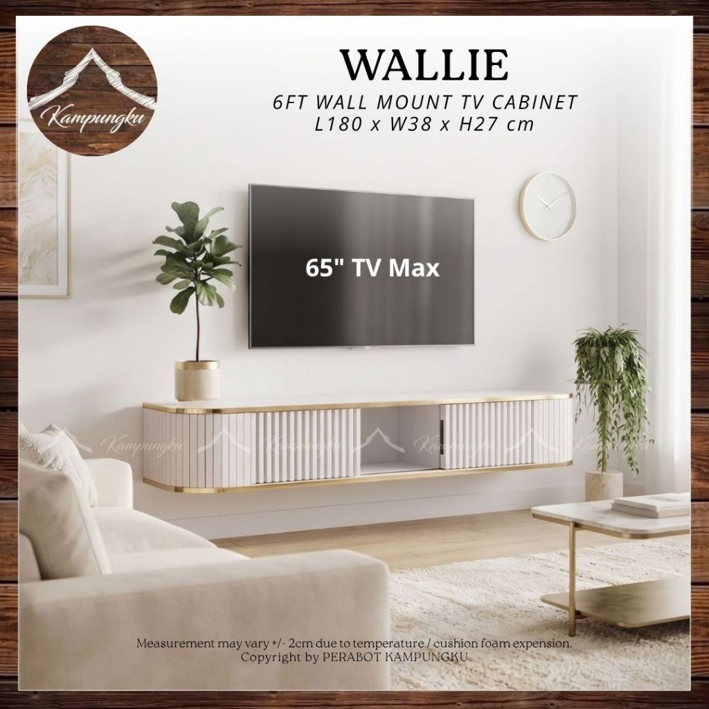 [Kampungku] WALLIE 6FT Wall Hanging TV Cabinet | Curved | Storage ...