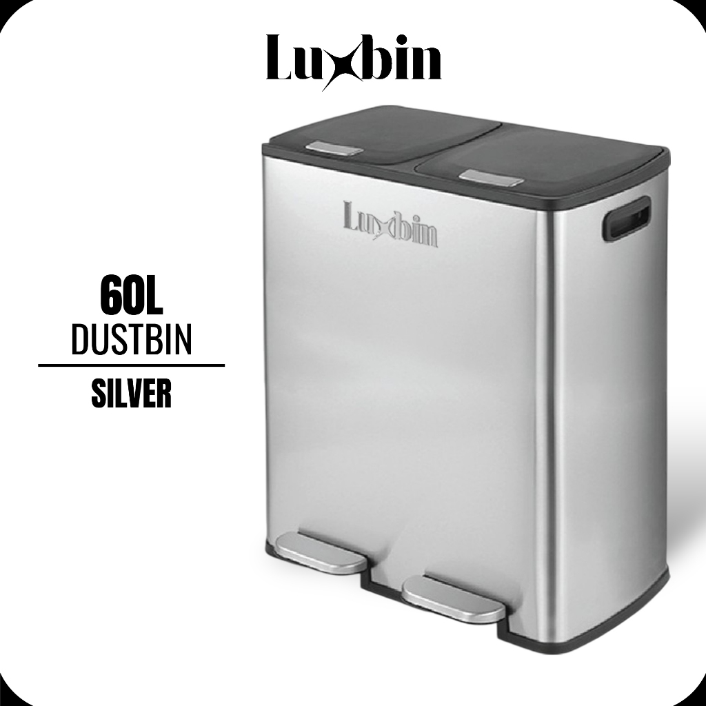 Tong Sampah 60 liter Dustbin 60L Stainless Steel dustbin Kitchen Large ...