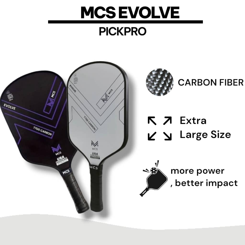 MCS Evolve Attack-style Pickleball Paddle Carbon Fibre USAPA Approved ...