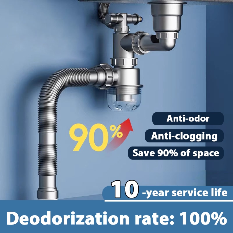 Stainless Steel Kitchen Sink Drain Pipe Single Tank Drain Pipe Full Set ...