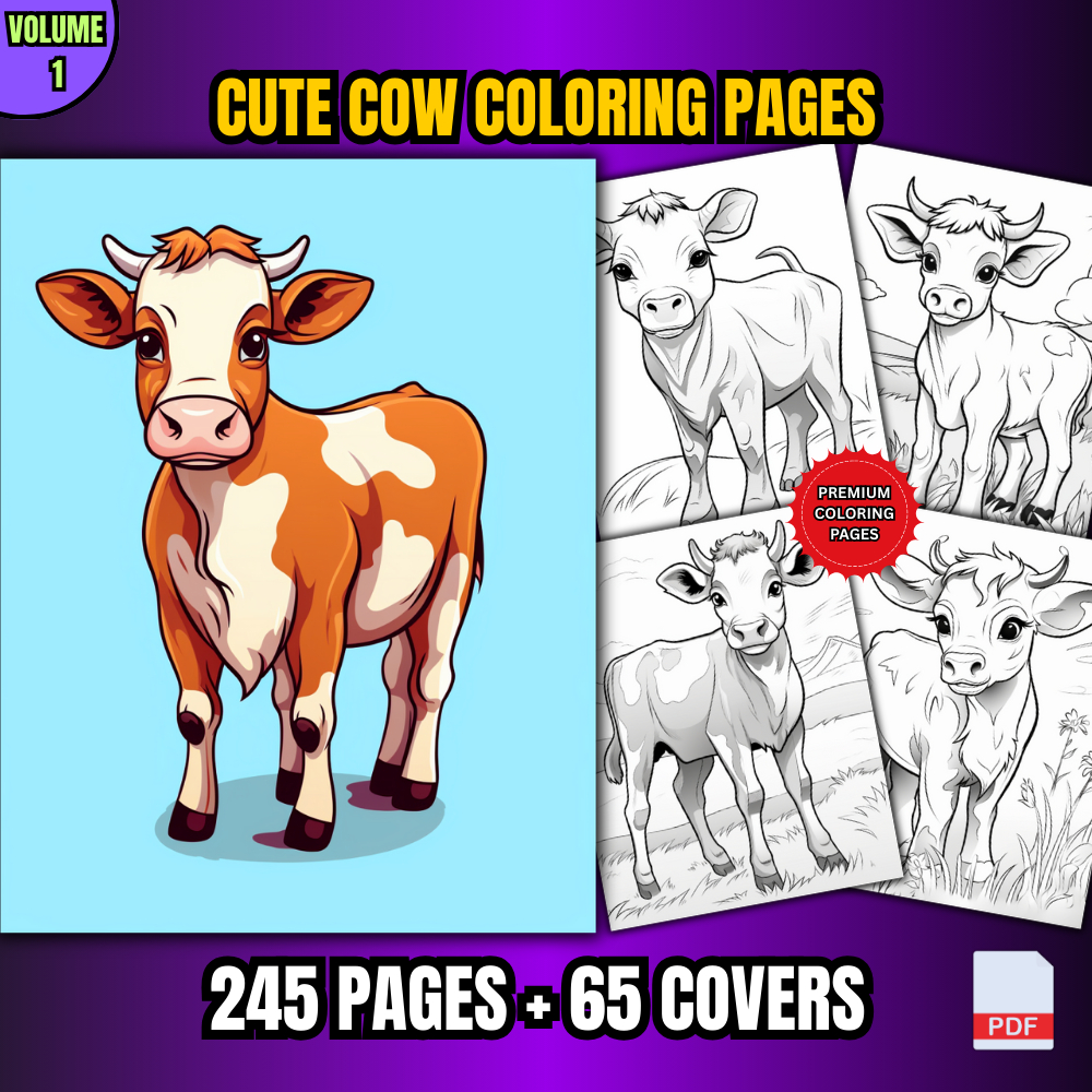 [PDF] 245 Cute Cow Coloring Pages For Kids (Volume 1) | Shopee Malaysia