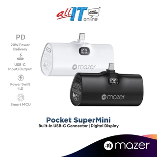 Mazer Pocket SuperMini 5000mAh PD 20W Powerbank with Built-in USB-C Connector