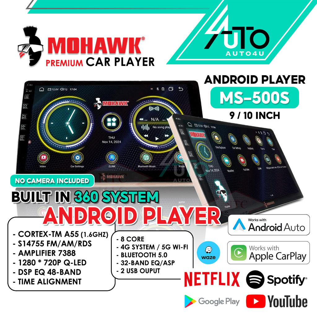 MOHAWK Car Audio MS-500S Built in 360 System Android Player 4+64GB QLED ...