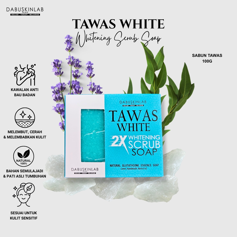 TAWAS WHITE NATURAL GLUTATHIONE ESSENSE SCRUB SOAP (100g) SCRUB sabun muka  dan badan mencerahkan | Shopee Malaysia