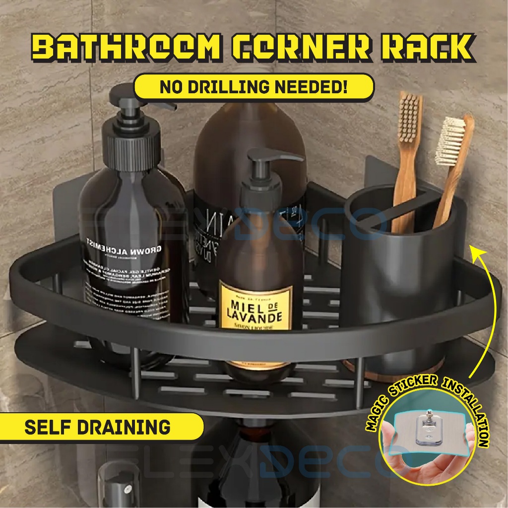 Bathroom Corner Rack Aluminum Wall-Mounted Anti-rust Strong Bearing Rak ...