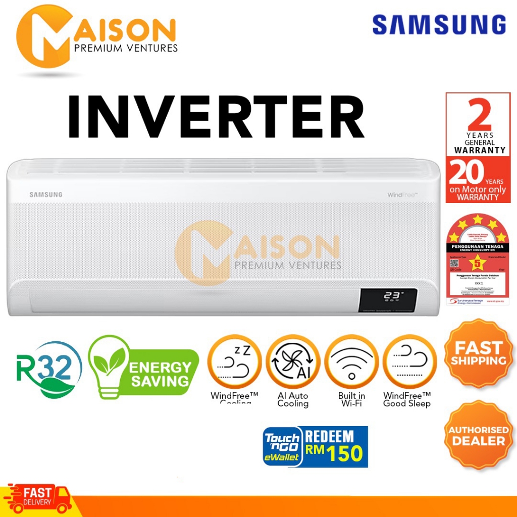 Samsung R32 Inverter Windfree Air-Conditioner Premium & Deluxe Series ...