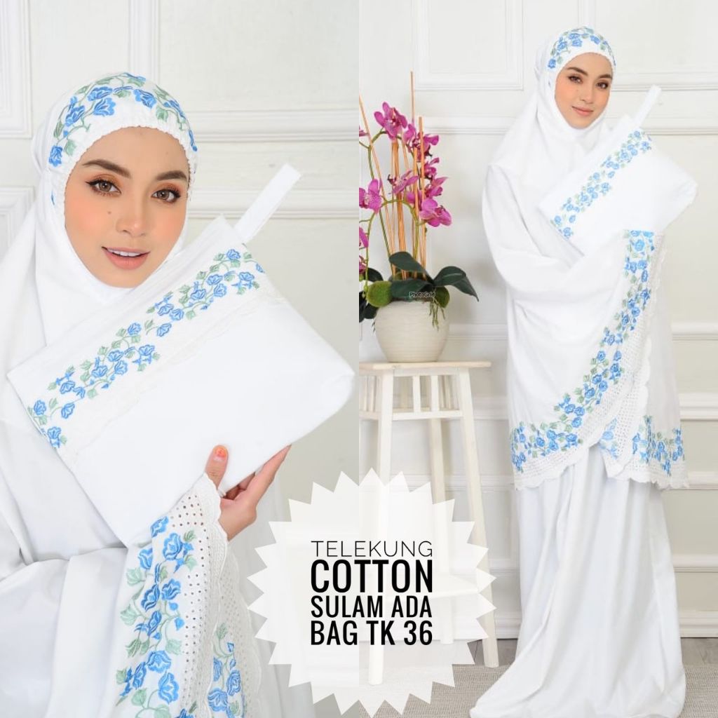 Telekung Khaatijah Premium + free beg TELEUNG COTTON SULAM BARU ...