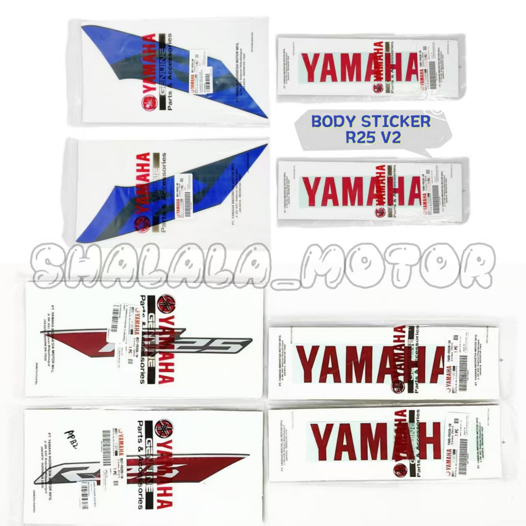 100% ORIGINAL YAMAHA R25 V2 V3 STICKER BODY COVER SET RED & BLUE STRIPE ...