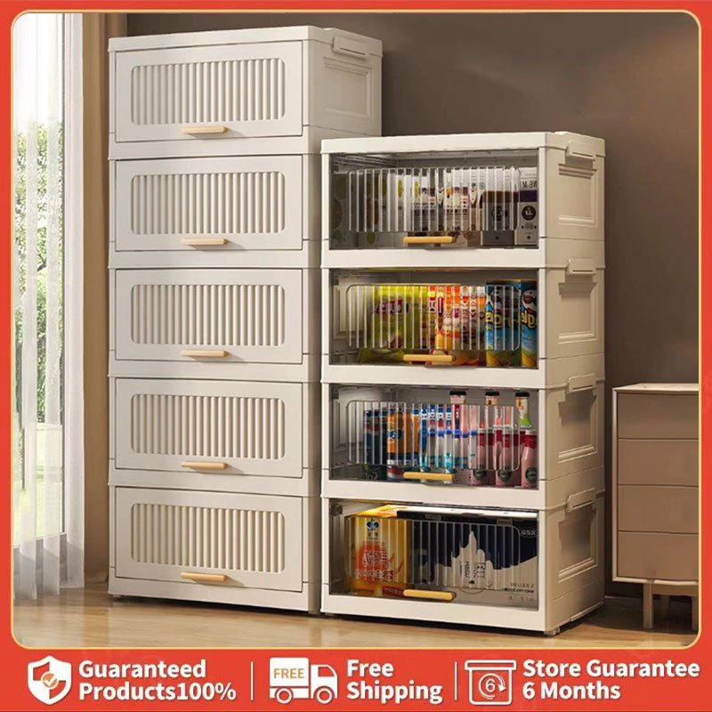 2/3/4/5/6 Layers Storage Pintu Cabinet Dapur Foldable Box Transparent ...