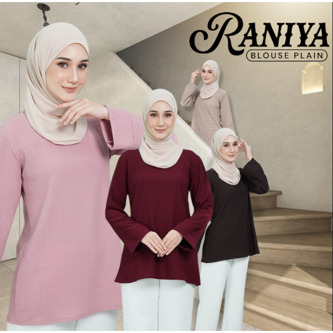 BLOUSE RANIYA PLAIN MATERIAL MAYA NEW FABRIC SOFT MUSLIM FASHION ...