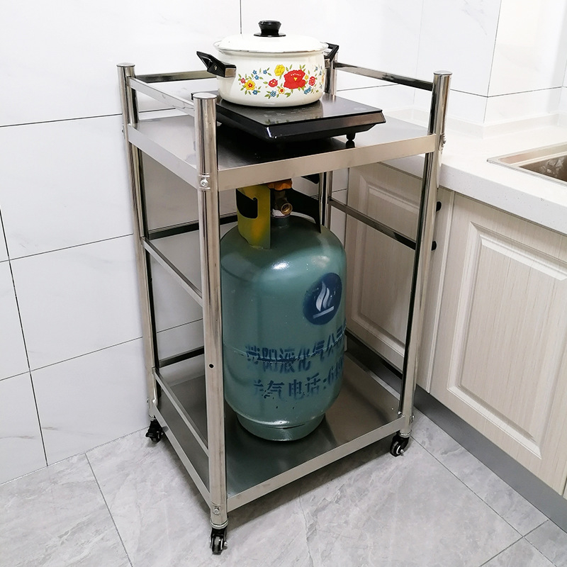 Stainless Steel Storage Rack with Wheels, Fence, Stove, Gas Tank, Gas ...