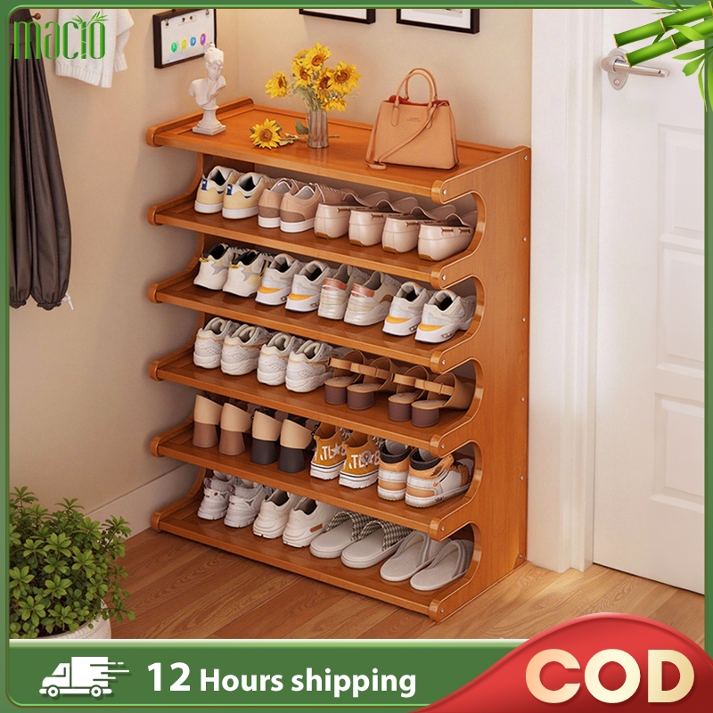 【Lifetime Warranty】Bamboo Shoe Rack Rak Kasut 2-24Shoes Shoe Rack ...