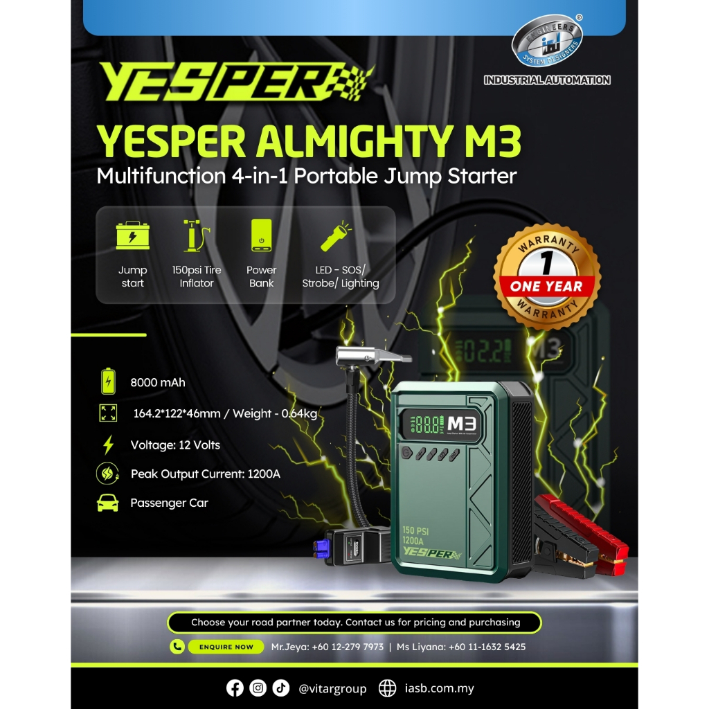 Yesper Car Jumper 12V 8000mAh | Emergency Start Power Bank | Tyre ...