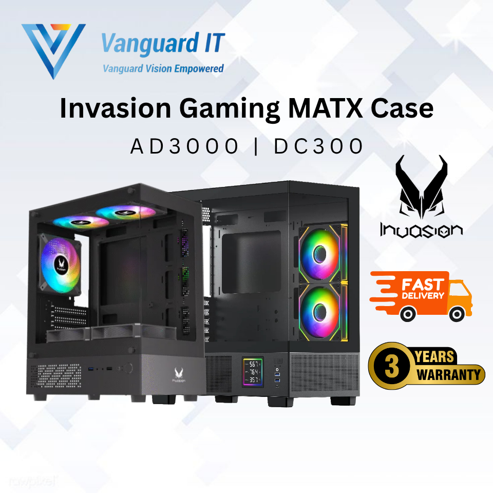 INVASION M-ATX BLACK GAMING CASING AD-3000 | DC-300 | Shopee Malaysia