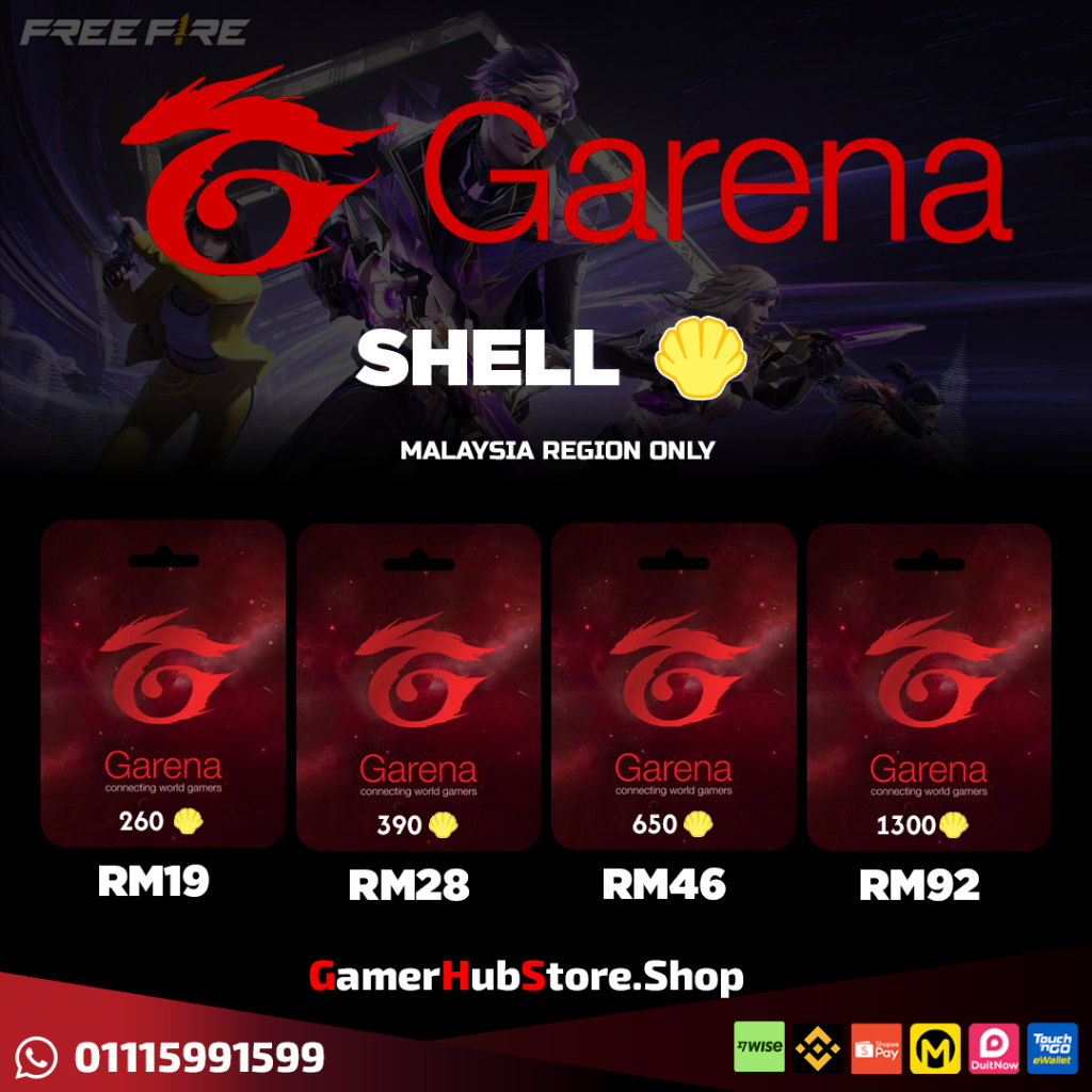 (GAMERHUBSTORE.SHOP)GARENA SHELL RGG PIN FREEFIRE 1300 | Shopee Malaysia