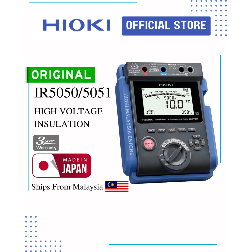 HIOKI HIGH VOLTAGE INSULATION TESTER IR5050/IR5051 / PENGUJI PENEBAT ...
