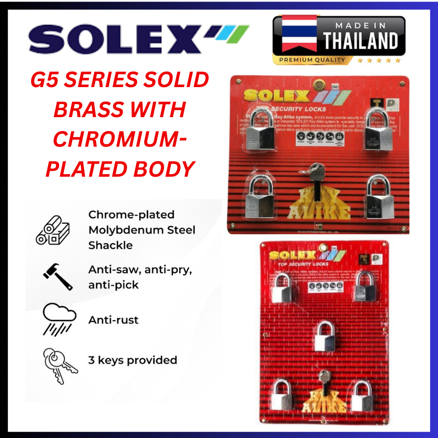 (100% ORIGINAL) SOLEX G5 HEAVY DUTY PADLOCK KEY-ALIKE SET 2PCS - 5PCS ...