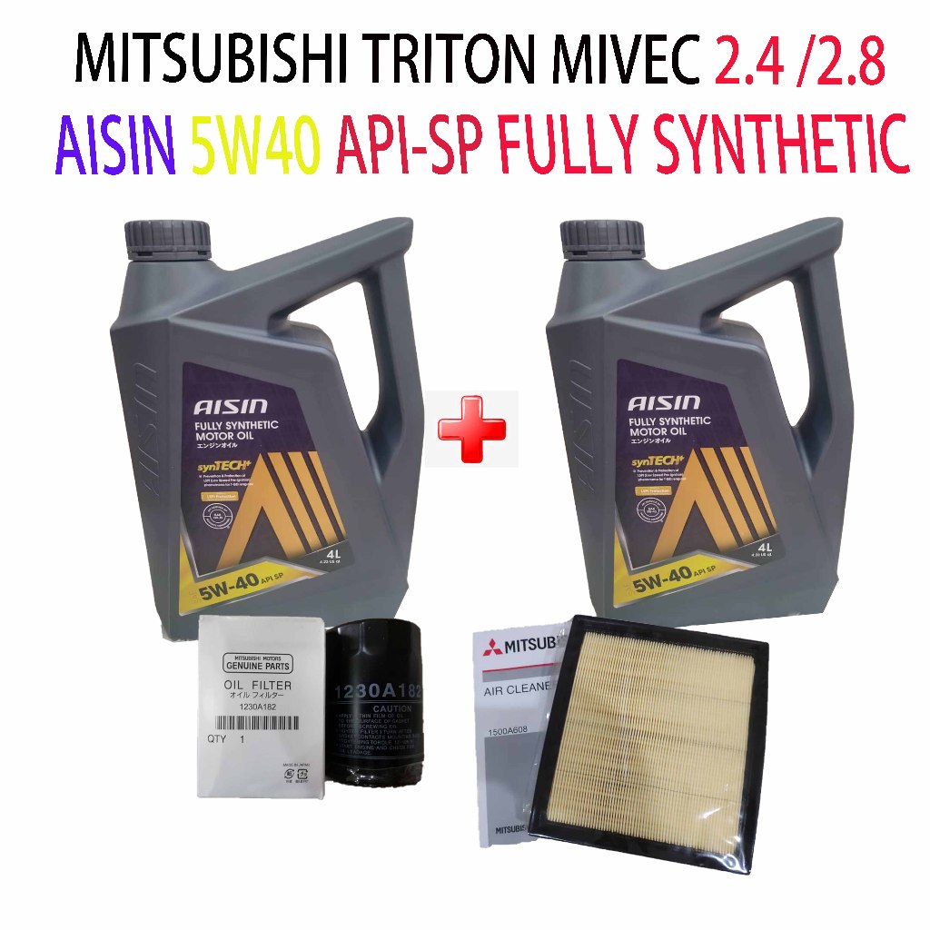 MITSUBISHI TRITON VGT MIVEC OIL FILTER + AIR FILTER +(2x 4LITER) AISIN ...