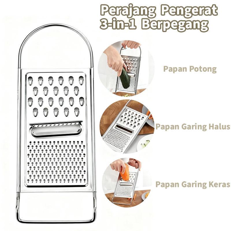 Perajang Pengerat Kentang Keluli Tahan Karat 3-in-1 Berpegang ...