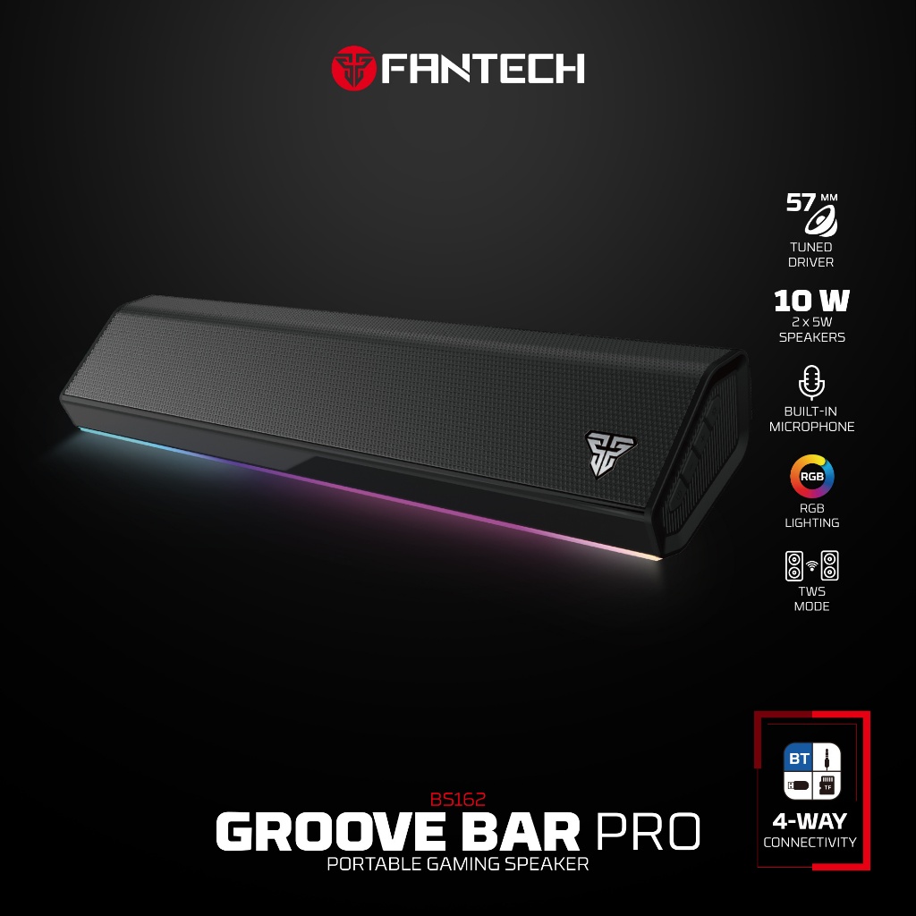 Fantech Groove Bar BS162 Pro TWS Protable Wireless RGB Gaming Soundbar ...