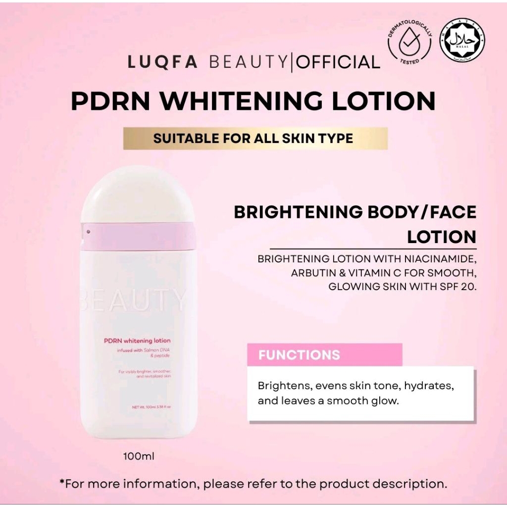 LUQFA BEAUTY PDRN WHITENING LOTION 100ML | Shopee Malaysia