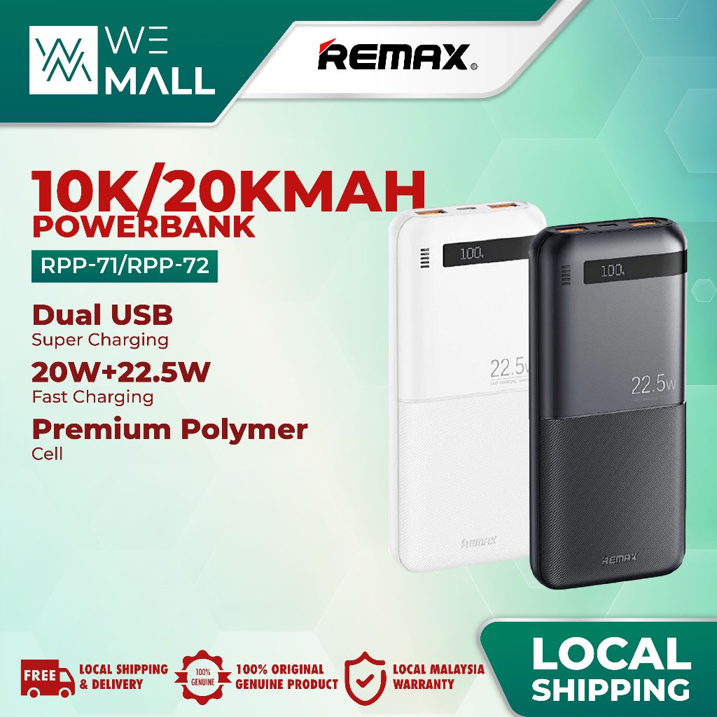 REMAX RPP-71 10,000mAh / RPP-72 20,000mAh Piloteer Series 20W+22.5W PD ...