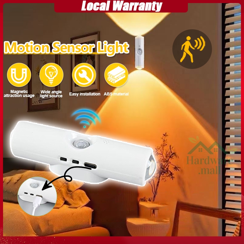 LED Smart Motion Sensor Wall Night Light 3 Color Dimming USB ...