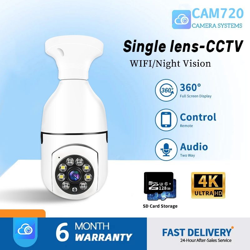 CAM720 E27 Light bulb Camera 1080P FHD 360° IP Security Cam Waterproof ...