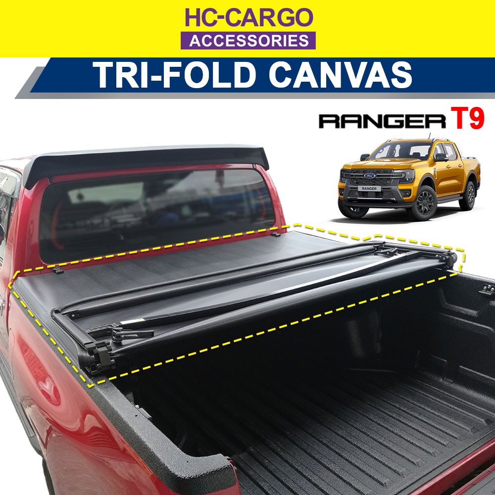 HC-CARGO Ford Ranger T9 2023~ Tri-Fold Cover Flat Canvas Soft Lid ...