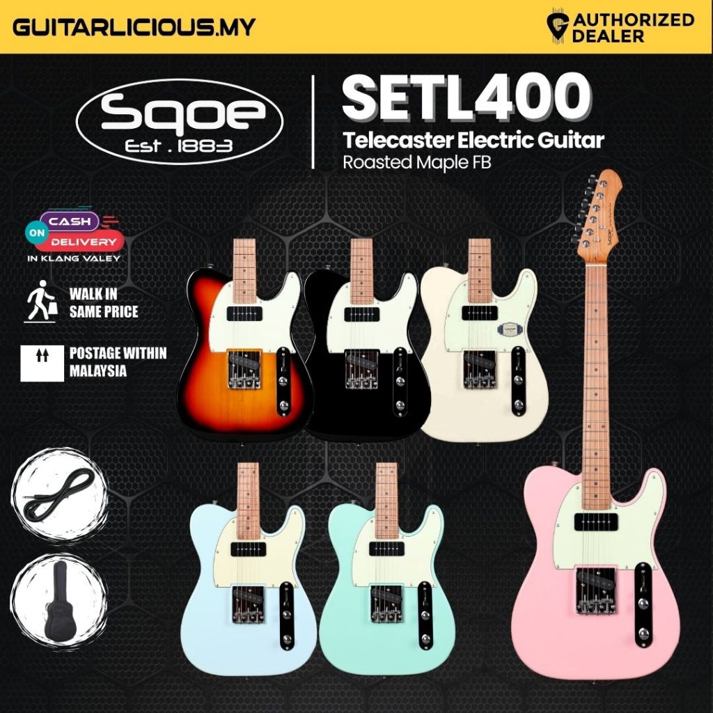 SQOE SETL400 Telecaster Body SS Electric Guitar Roasted Maple Fretboard ...