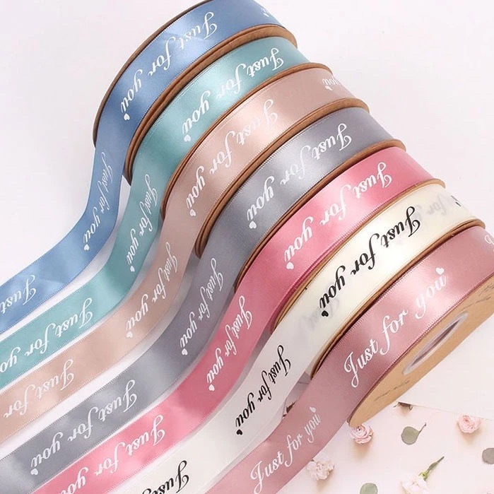 2.5cm Ribbon Satin 5M 10M 45M Gift Flower Bouquet Reben JUST FOR YOU ...