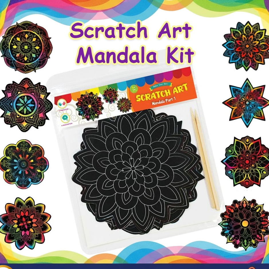 Momo Scratch Art Mandala Kit Rangoli Kolam Deepavali Cultural Craft for ...