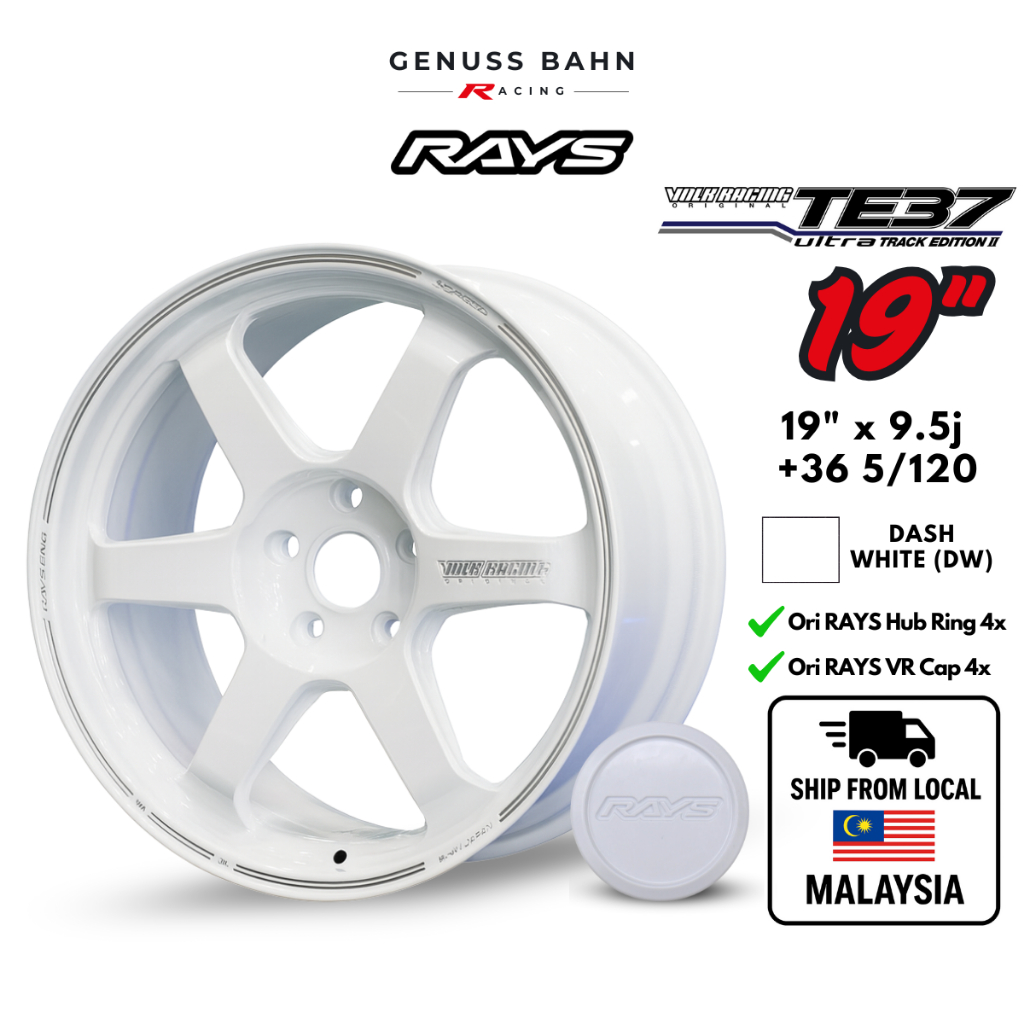 FL5 / FK8 Sport Rim RAYS TE37 Ultra Track Edition II Dash White (DW) 19 ...
