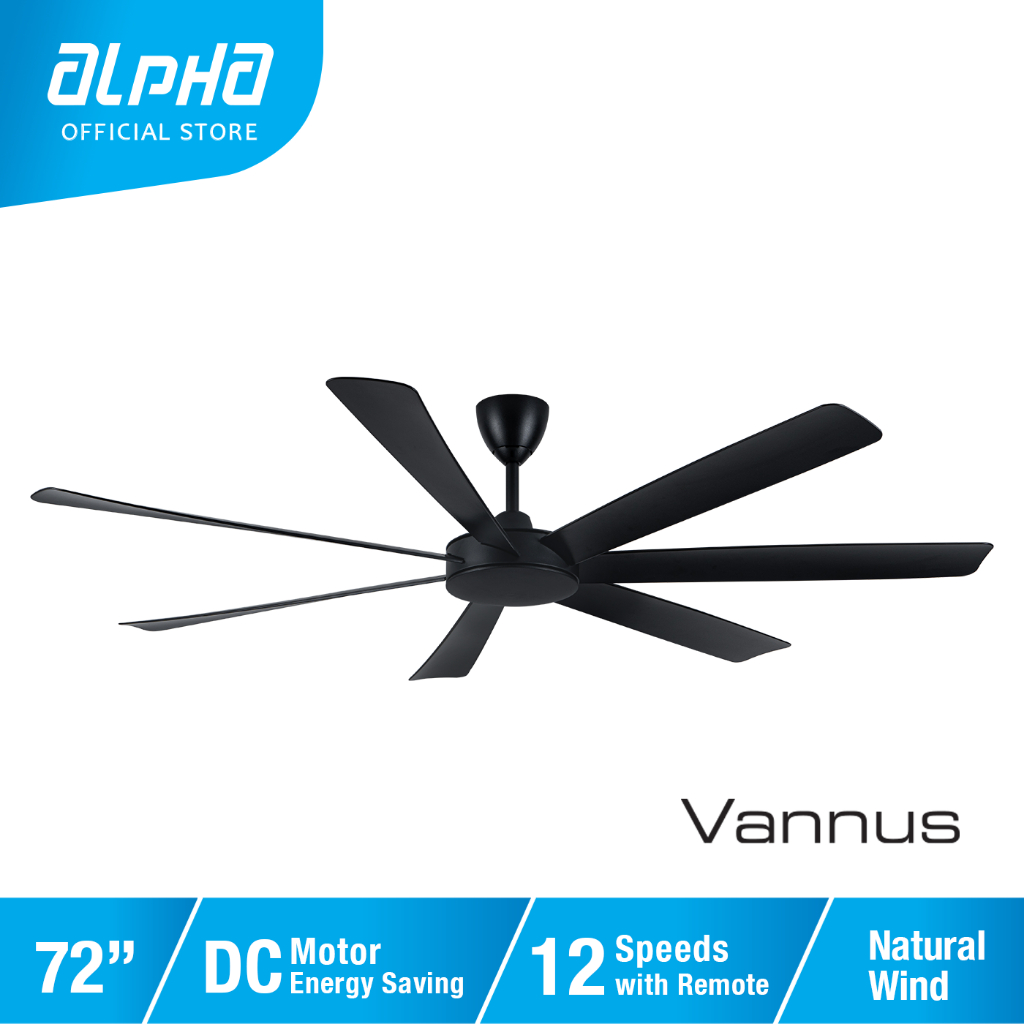 ALPHA Vannus TORA DC Motor Ceiling Fan with 7 Blades 12 Speed Remote ...