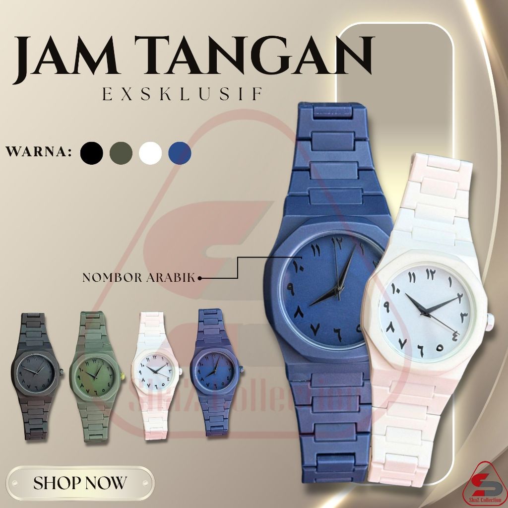 Jam Tangan Plastik 4 Warna Elegent Nombor Arab Pelbagai Warna, Jam ...