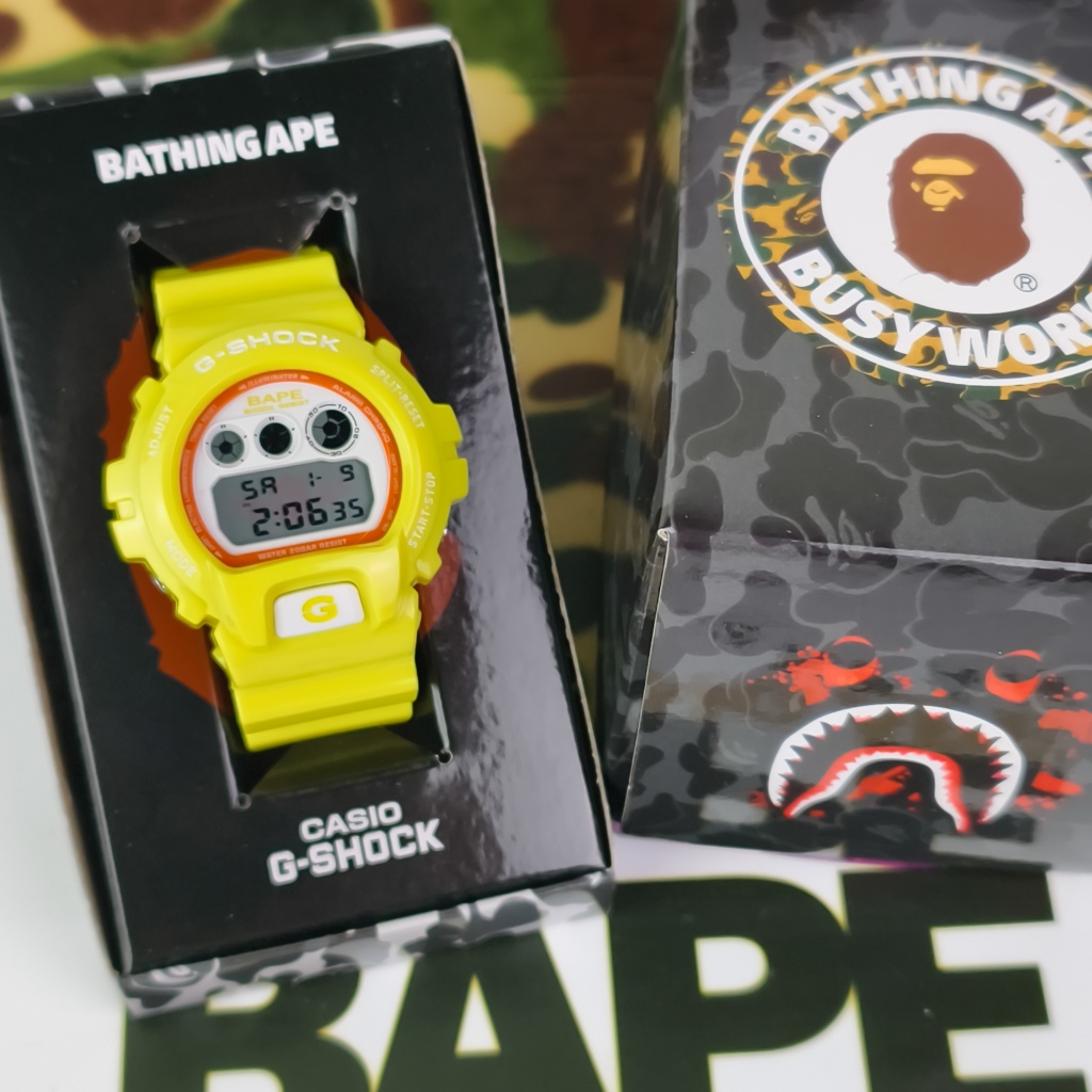 A BATHING APE × G-SHOCK イエロー 限定 DW-6900 CASIO G-SHOCK A BATHING APE DW-6900 Limited Edition Wristwatch