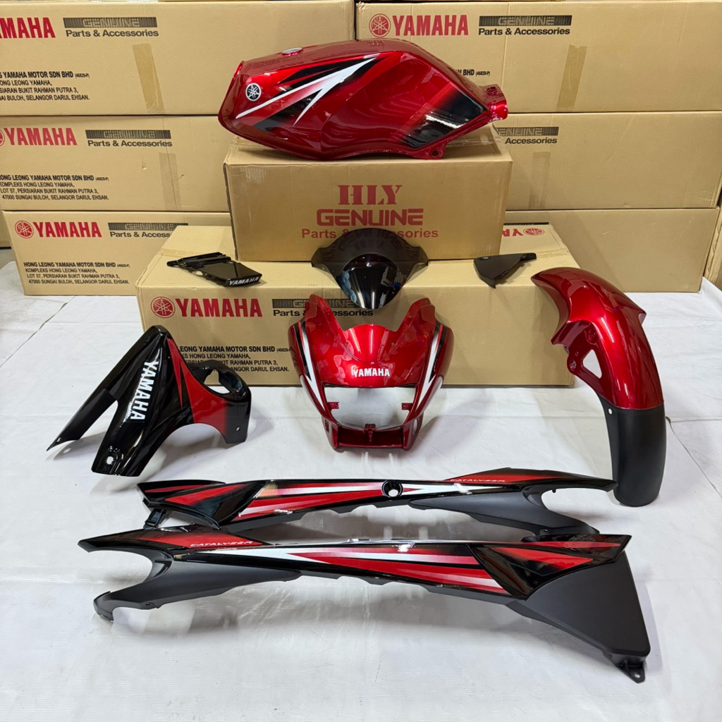 ORIGINAL YAMAHA RXZ 5PV CATALYZER BODY COVER SET WARNA DRMK + SMX TANK ...