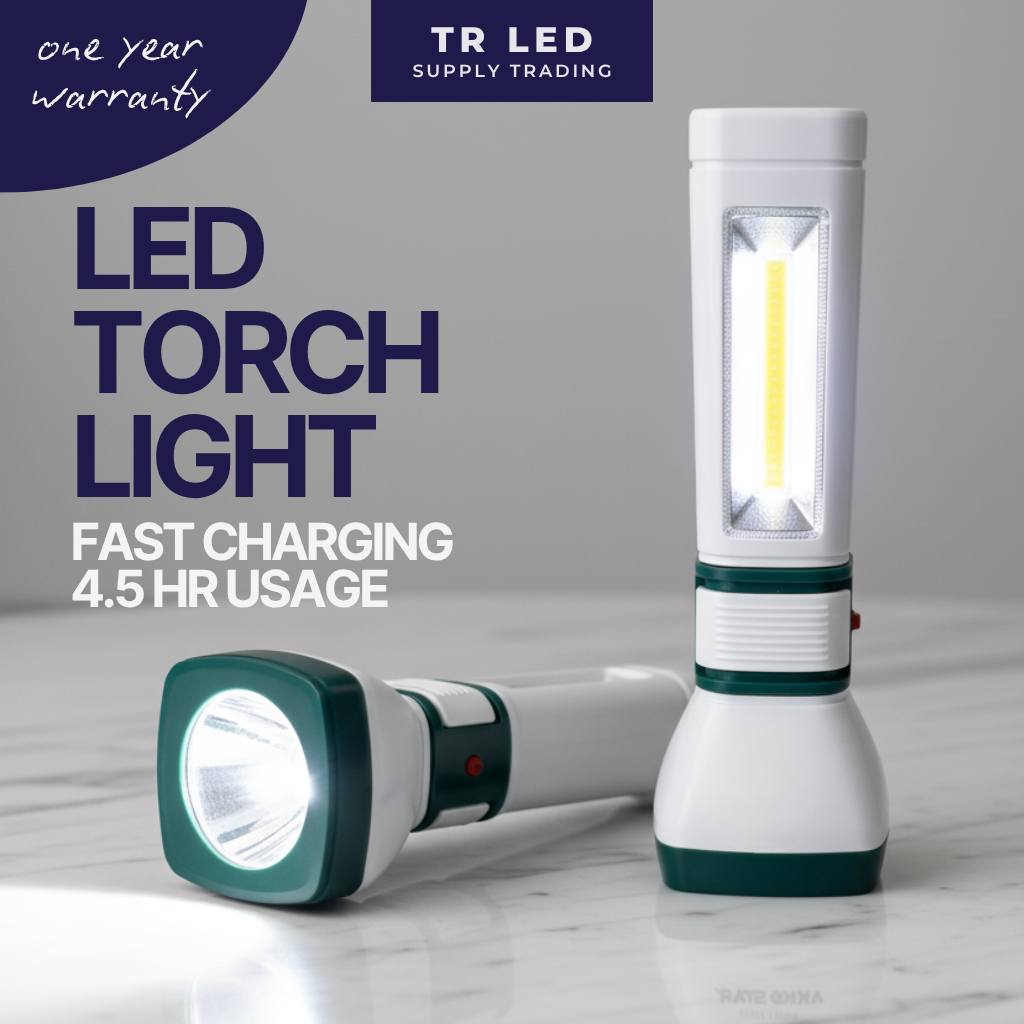 [1YEAR WARRANTY] LED Emergency Torch Light 1W+2W COB | Rechargeable ...