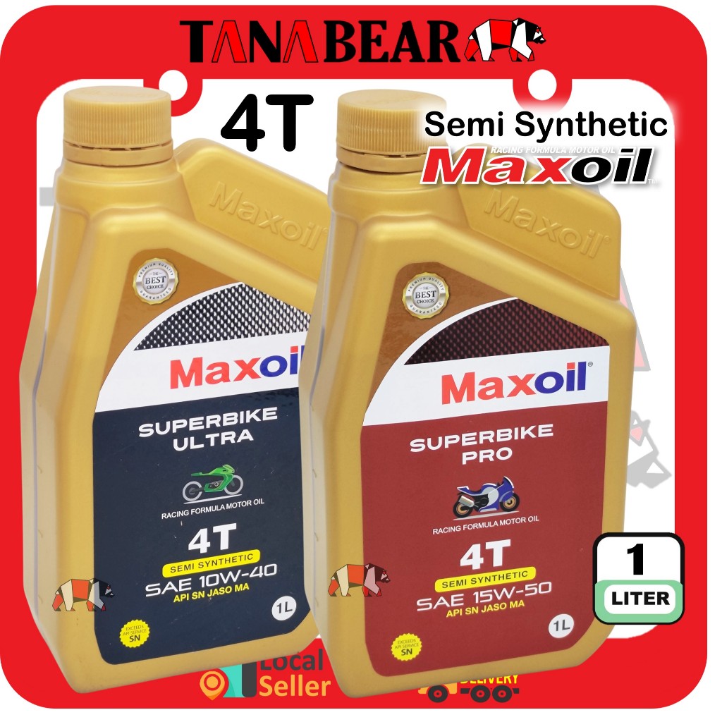 MAXOIL 4T Semi-Synthetic Motorcycle Oil (1 L) Racing Formula Motor Oil ...