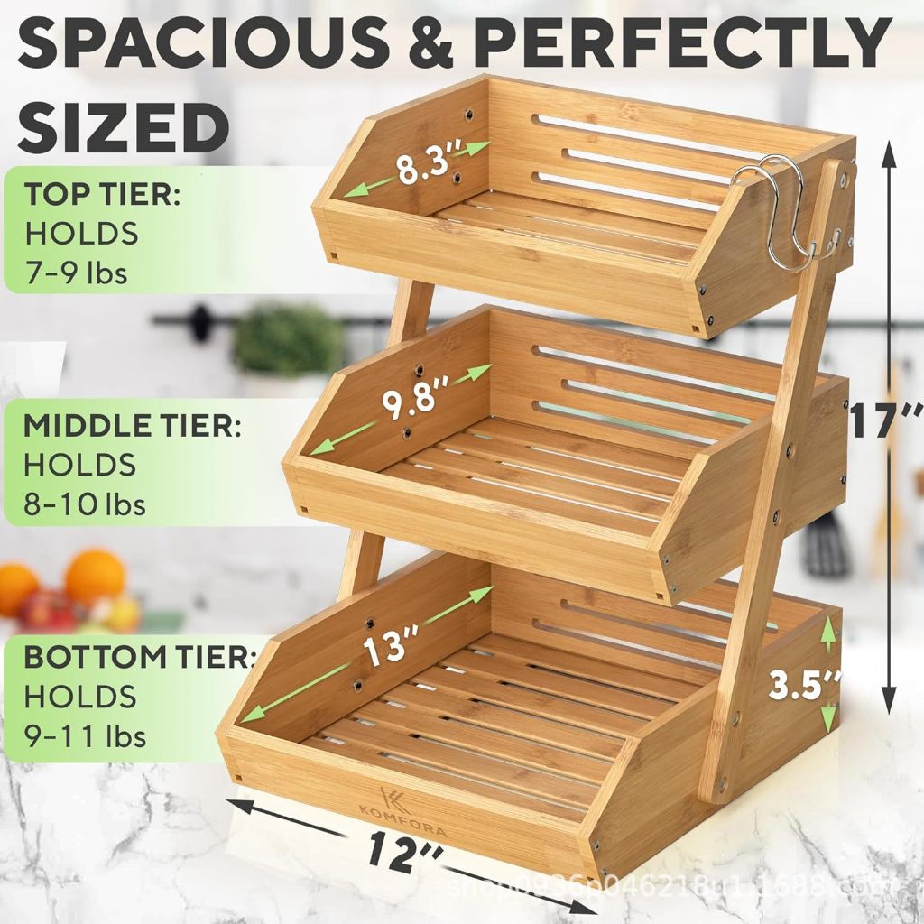 3-Tier Multifunctional Rack Vegetable Fruit Basket Food Tray Kitchen ...
