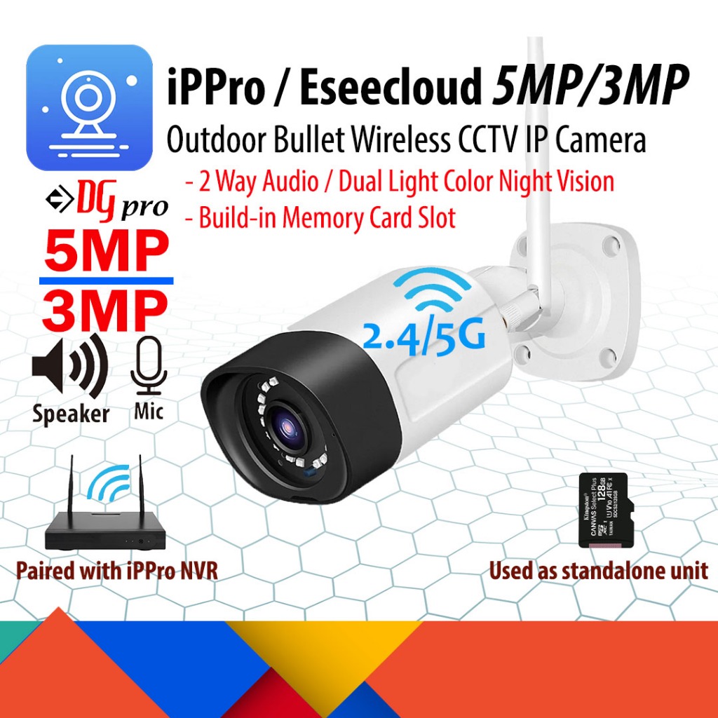EseeCloud / iPPro 5MP / 3MP Dual Light Dual Band 2.4G/5G Wifi Outdoor ...