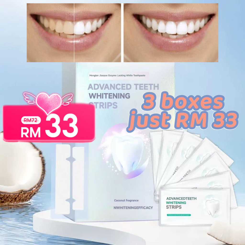 Ready Stock Coconut Enzyme Teeth Whitening Strips| 3D White Gel | Oral ...
